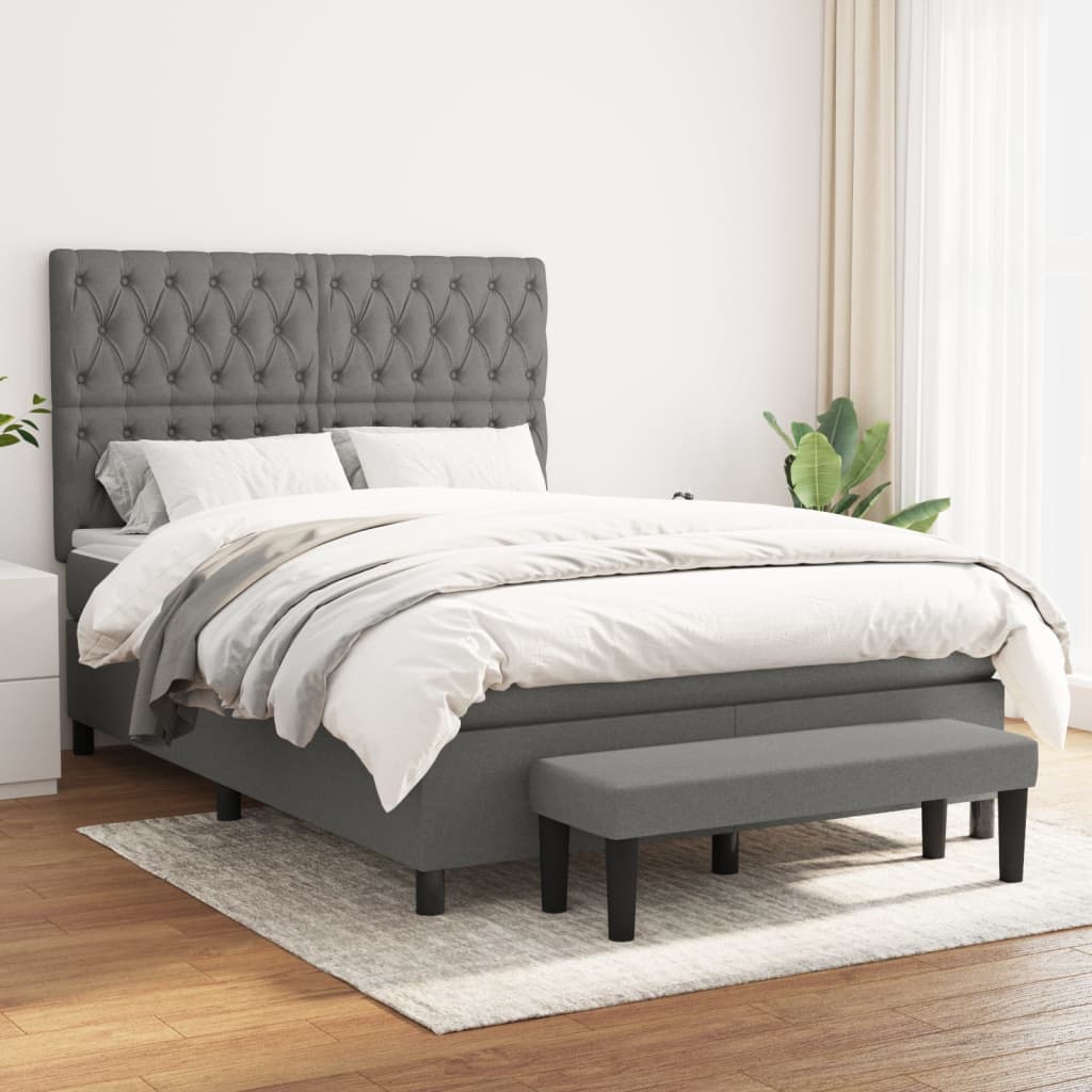 Boxspring met matras stof donkergrijs 140x190 cm is nu te koop bij PeponiXL, paradijselijk wonen!