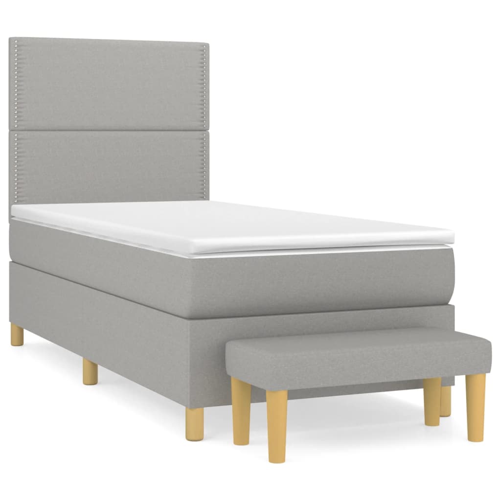Boxspring met matras stof lichtgrijs 90x190 cm is nu te koop bij PeponiXL, paradijselijk wonen!