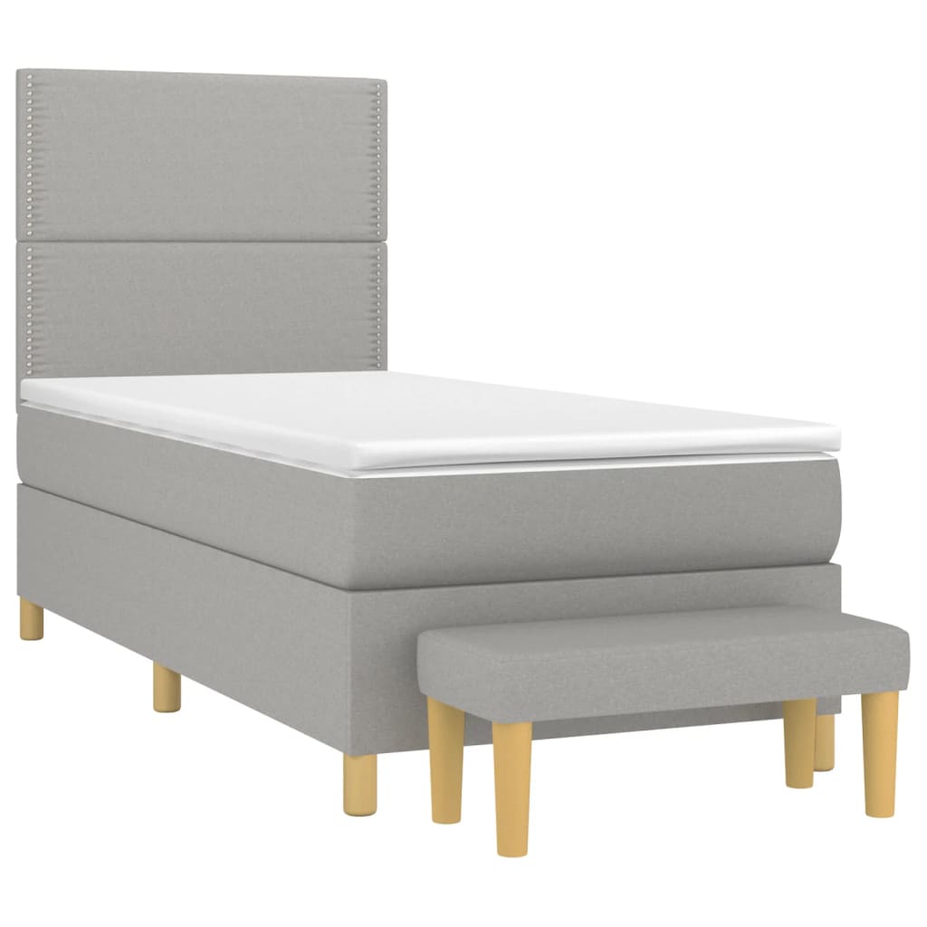 Boxspring met matras stof lichtgrijs 90x190 cm is nu te koop bij PeponiXL, paradijselijk wonen!