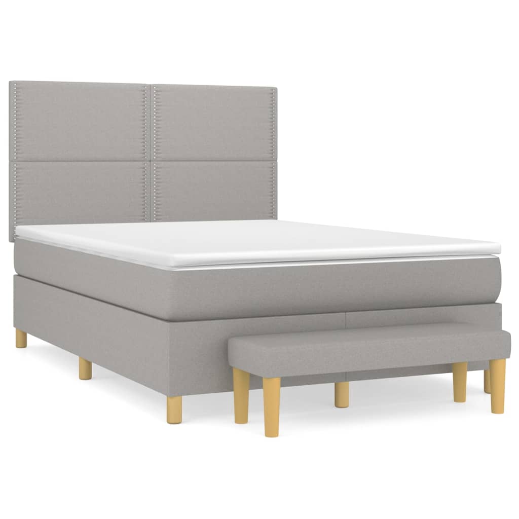 Boxspring met matras stof lichtgrijs 140x190 cm is nu te koop bij PeponiXL, paradijselijk wonen!