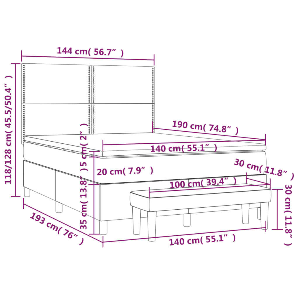 Boxspring met matras stof lichtgrijs 140x190 cm is nu te koop bij PeponiXL, paradijselijk wonen!