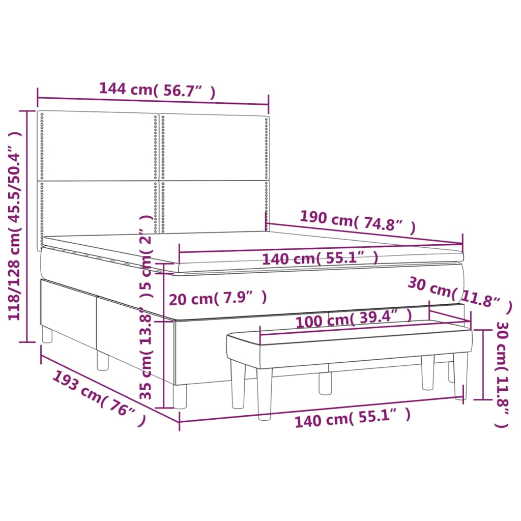 Boxspring met matras stof donkergrijs 140x190 cm is nu te koop bij PeponiXL, paradijselijk wonen!