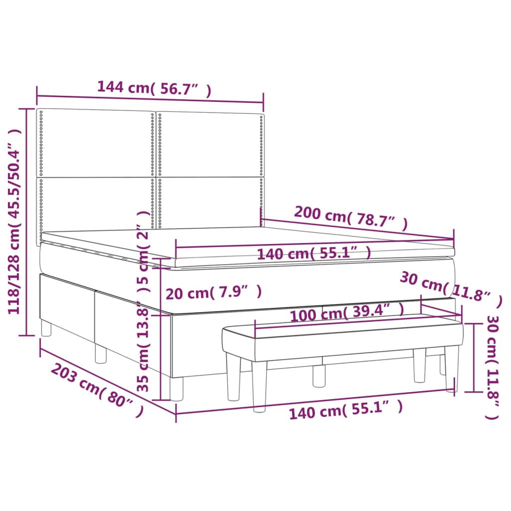 Boxspring met matras stof lichtgrijs 140x200 cm is nu te koop bij PeponiXL, paradijselijk wonen!