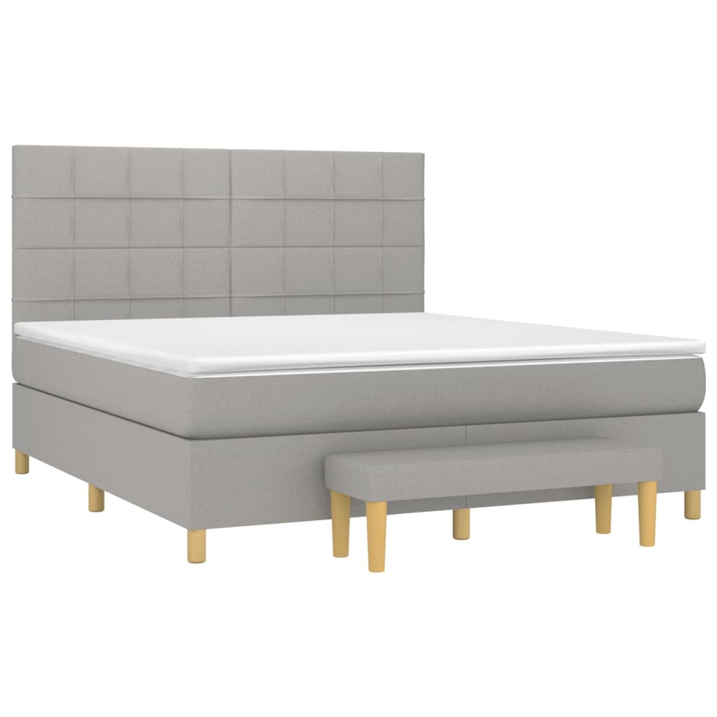 Boxspring met matras stof lichtgrijs 160x200 cm is nu te koop bij PeponiXL, paradijselijk wonen!