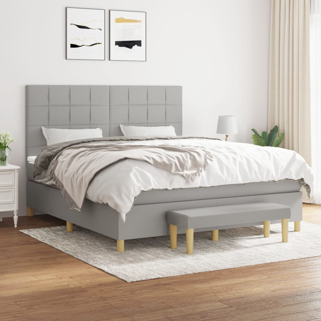 Boxspring met matras stof lichtgrijs 160x200 cm is nu te koop bij PeponiXL, paradijselijk wonen!