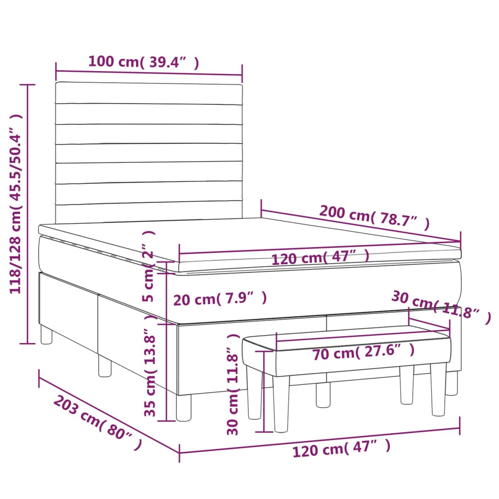 Boxspring met matras stof lichtgrijs 120x200 cm is nu te koop bij PeponiXL, paradijselijk wonen!