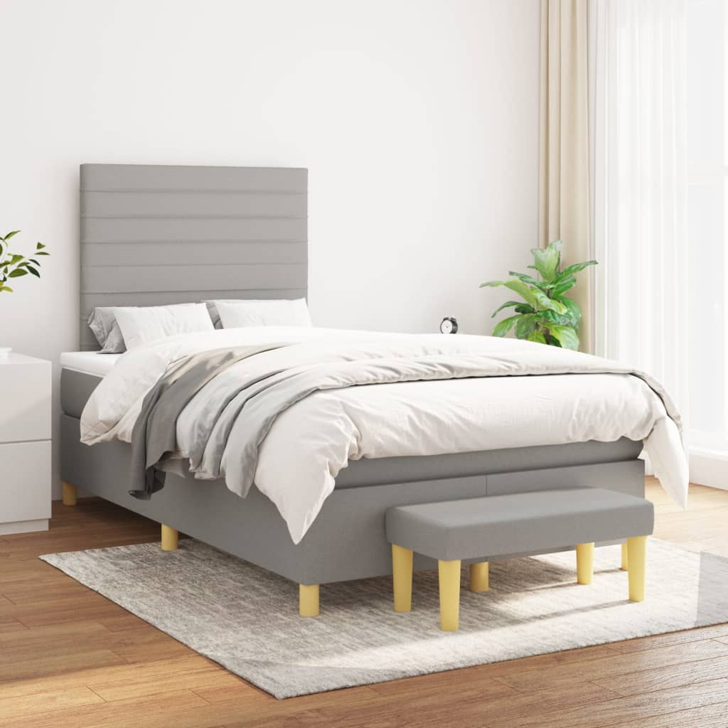 Boxspring met matras stof lichtgrijs 120x200 cm is nu te koop bij PeponiXL, paradijselijk wonen!