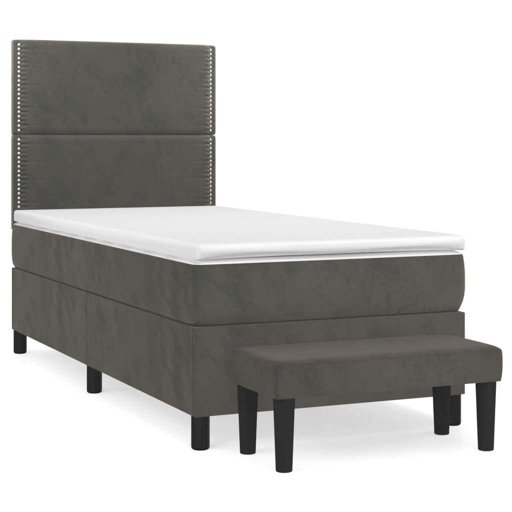 Boxspring met matras fluweel donkergrijs 80x200 cm is nu te koop bij PeponiXL, paradijselijk wonen!