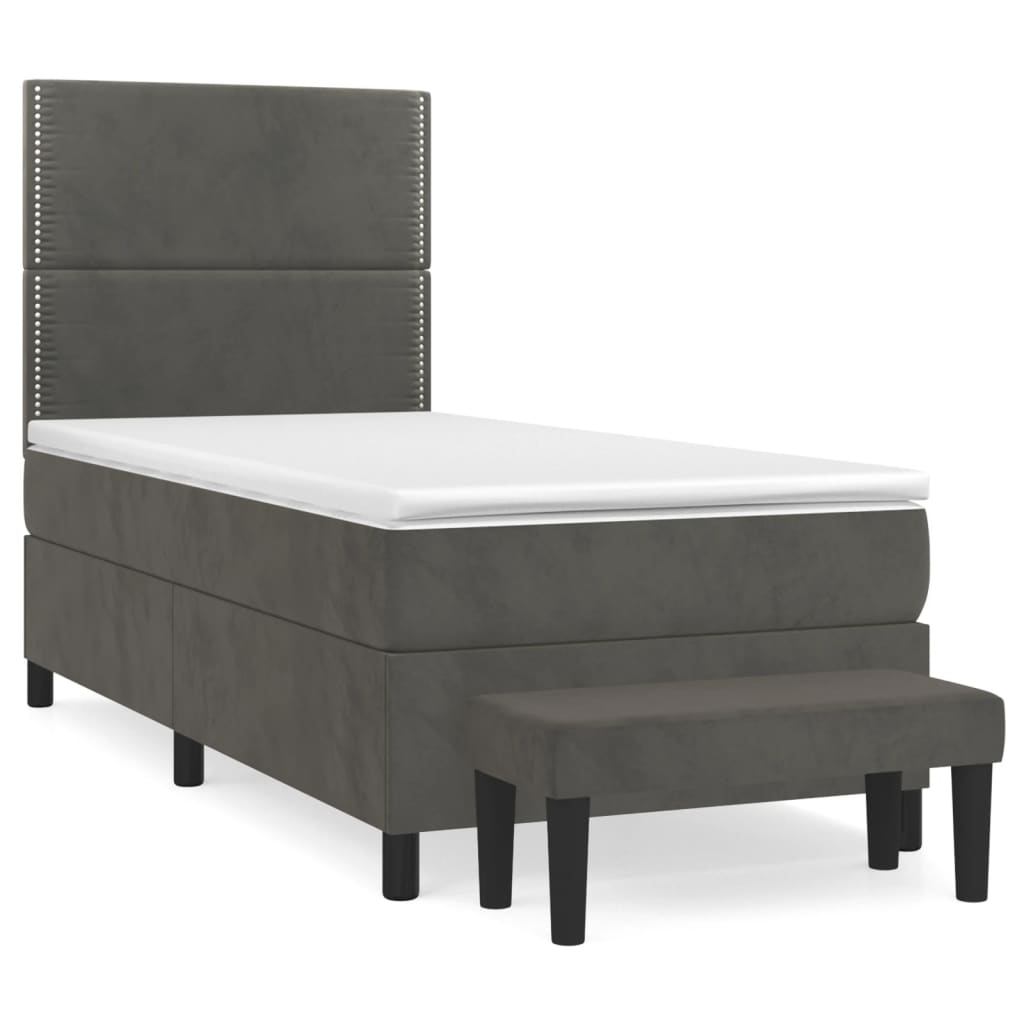 Boxspring met matras fluweel donkergrijs 90x190 cm is nu te koop bij PeponiXL, paradijselijk wonen!