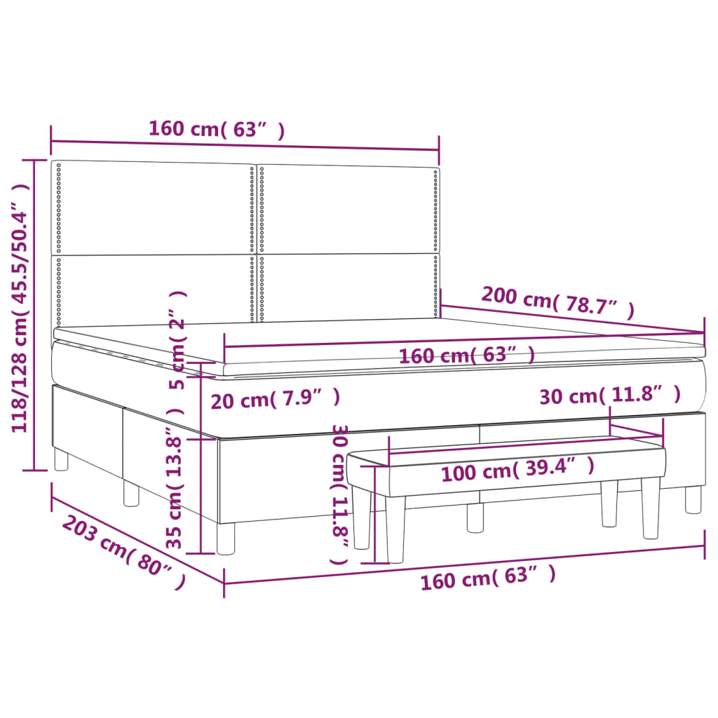 Boxspring met matras fluweel donkergrijs 160x200 cm is nu te koop bij PeponiXL, paradijselijk wonen!