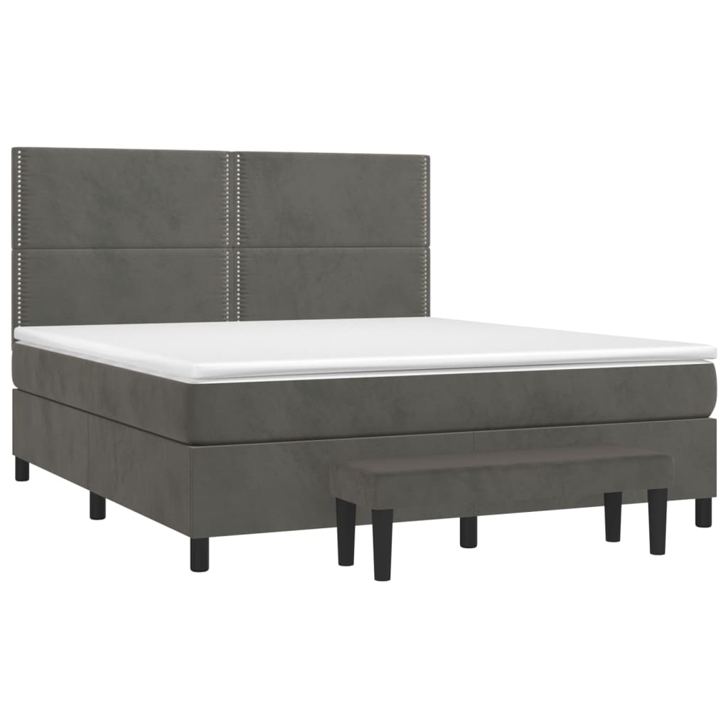 Boxspring met matras fluweel donkergrijs 180x200 cm is nu te koop bij PeponiXL, paradijselijk wonen!