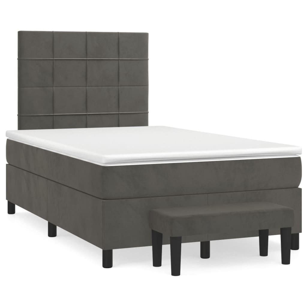 Boxspring met matras fluweel donkergrijs 120x200 cm is nu te koop bij PeponiXL, paradijselijk wonen!