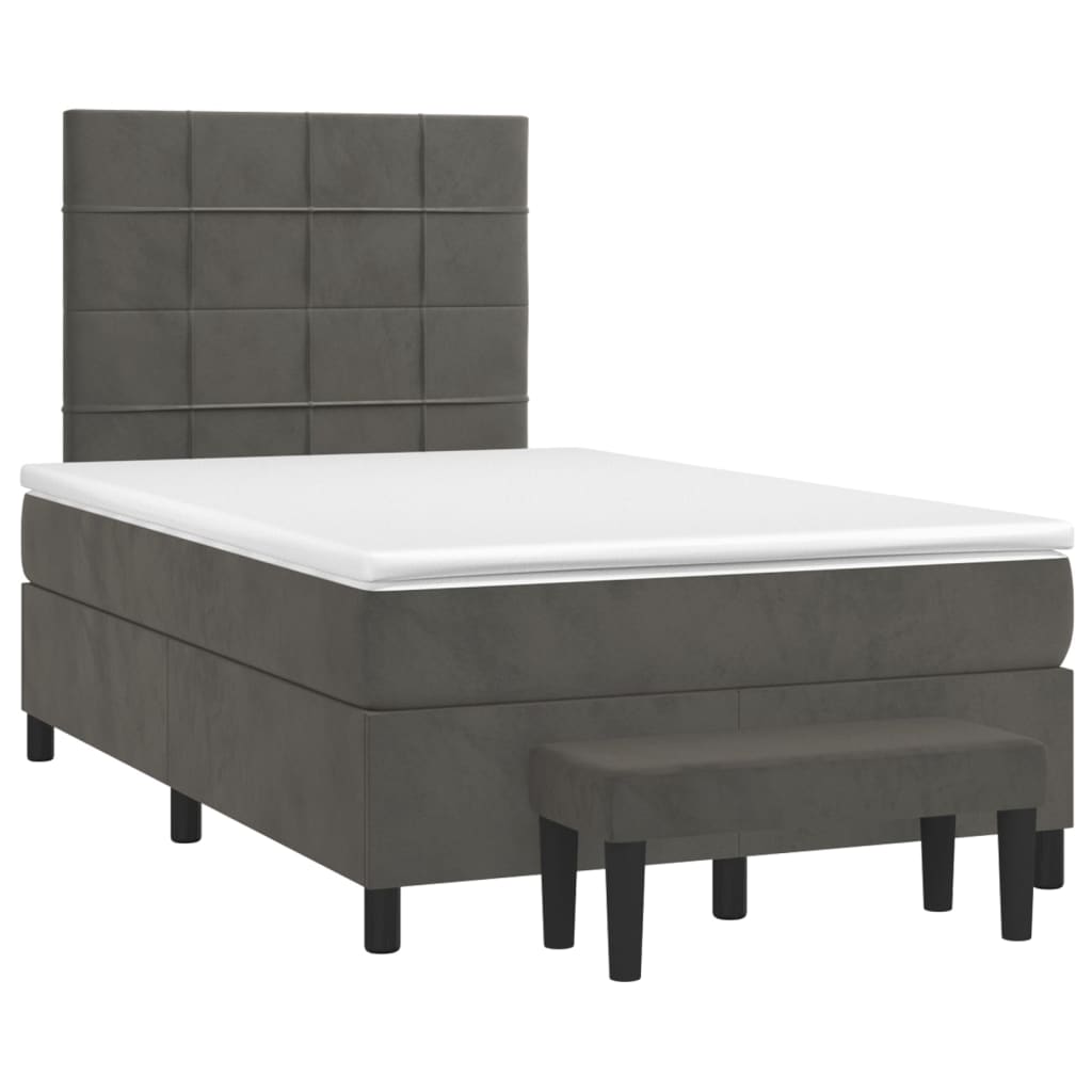 Boxspring met matras fluweel donkergrijs 120x200 cm is nu te koop bij PeponiXL, paradijselijk wonen!