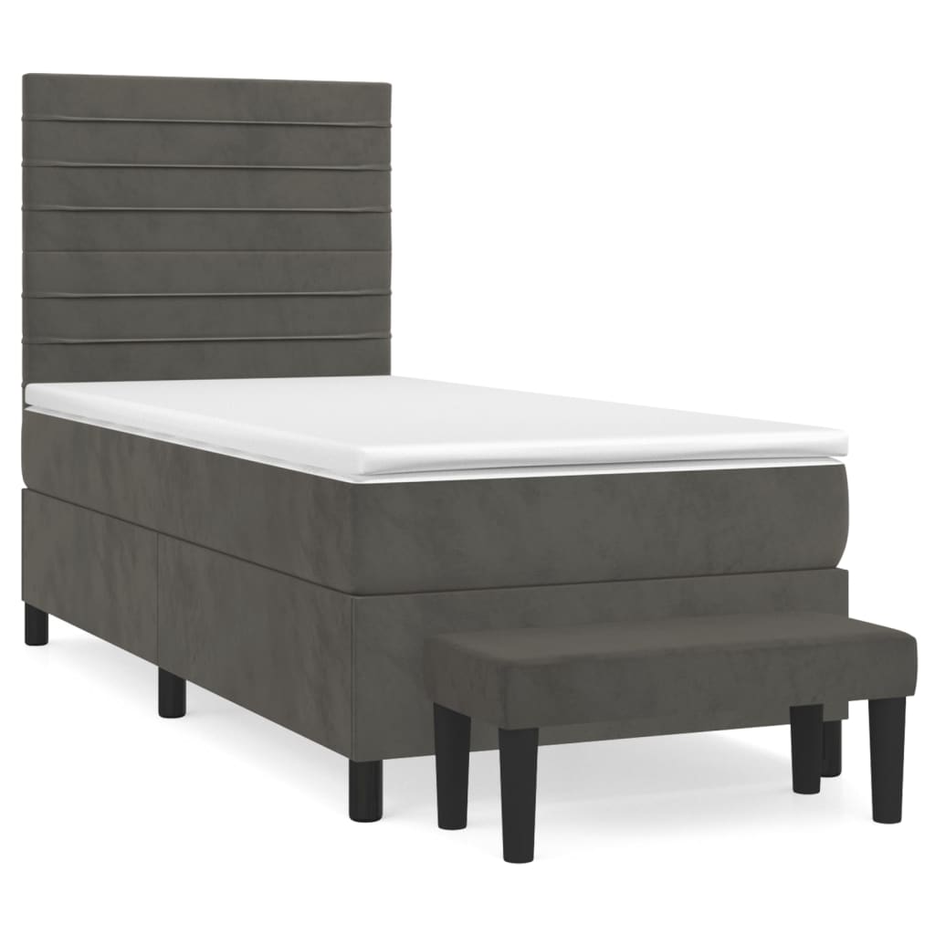 Boxspring met matras fluweel donkergrijs 90x190 cm is nu te koop bij PeponiXL, paradijselijk wonen!