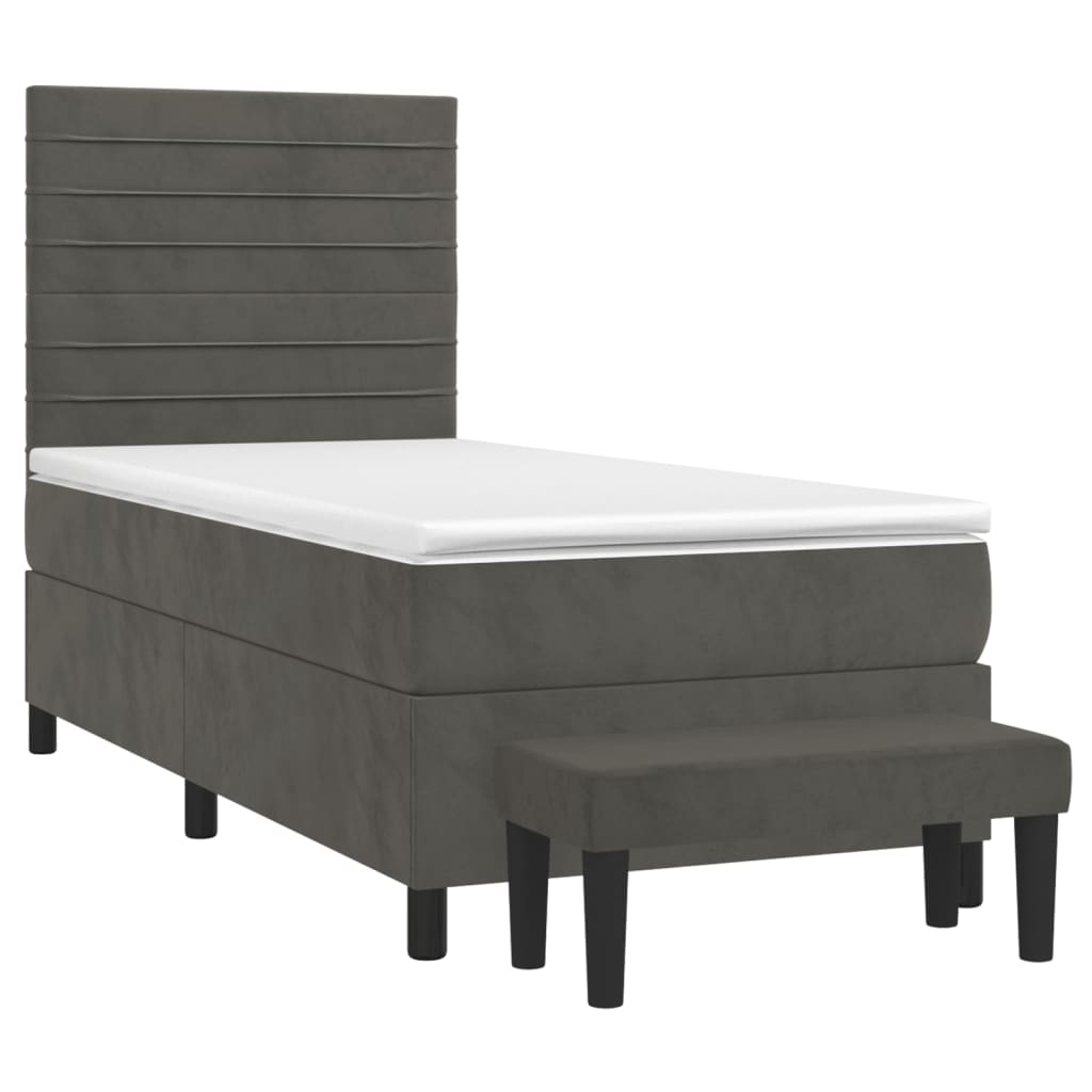 Boxspring met matras fluweel donkergrijs 90x190 cm is nu te koop bij PeponiXL, paradijselijk wonen!