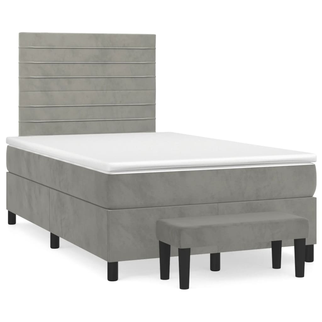 Boxspring met matras fluweel lichtgrijs 120x200 cm is nu te koop bij PeponiXL, paradijselijk wonen!