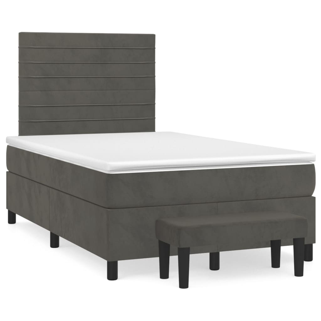 Boxspring met matras fluweel donkergrijs 120x200 cm is nu te koop bij PeponiXL, paradijselijk wonen!