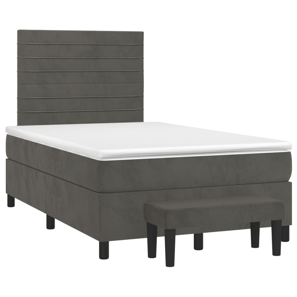 Boxspring met matras fluweel donkergrijs 120x200 cm is nu te koop bij PeponiXL, paradijselijk wonen!