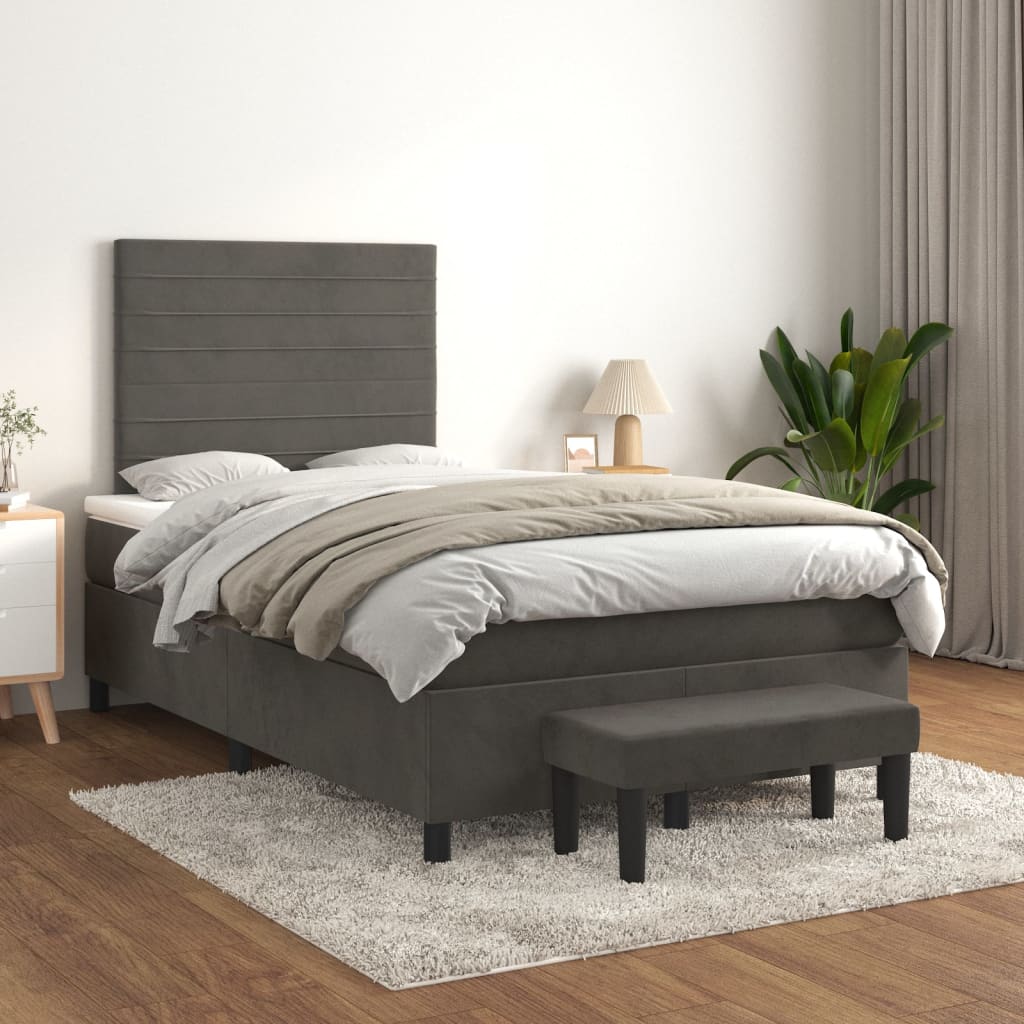 Boxspring met matras fluweel donkergrijs 120x200 cm is nu te koop bij PeponiXL, paradijselijk wonen!