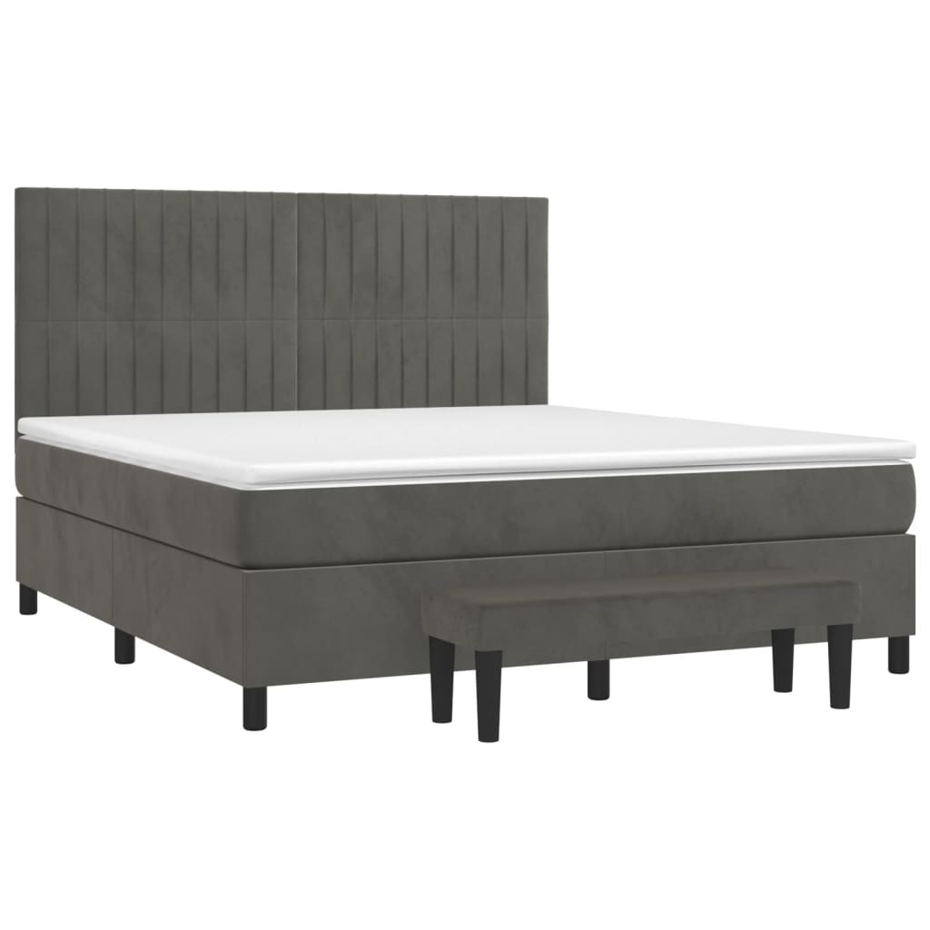 Boxspring met matras fluweel donkergrijs 160x200 cm is nu te koop bij PeponiXL, paradijselijk wonen!