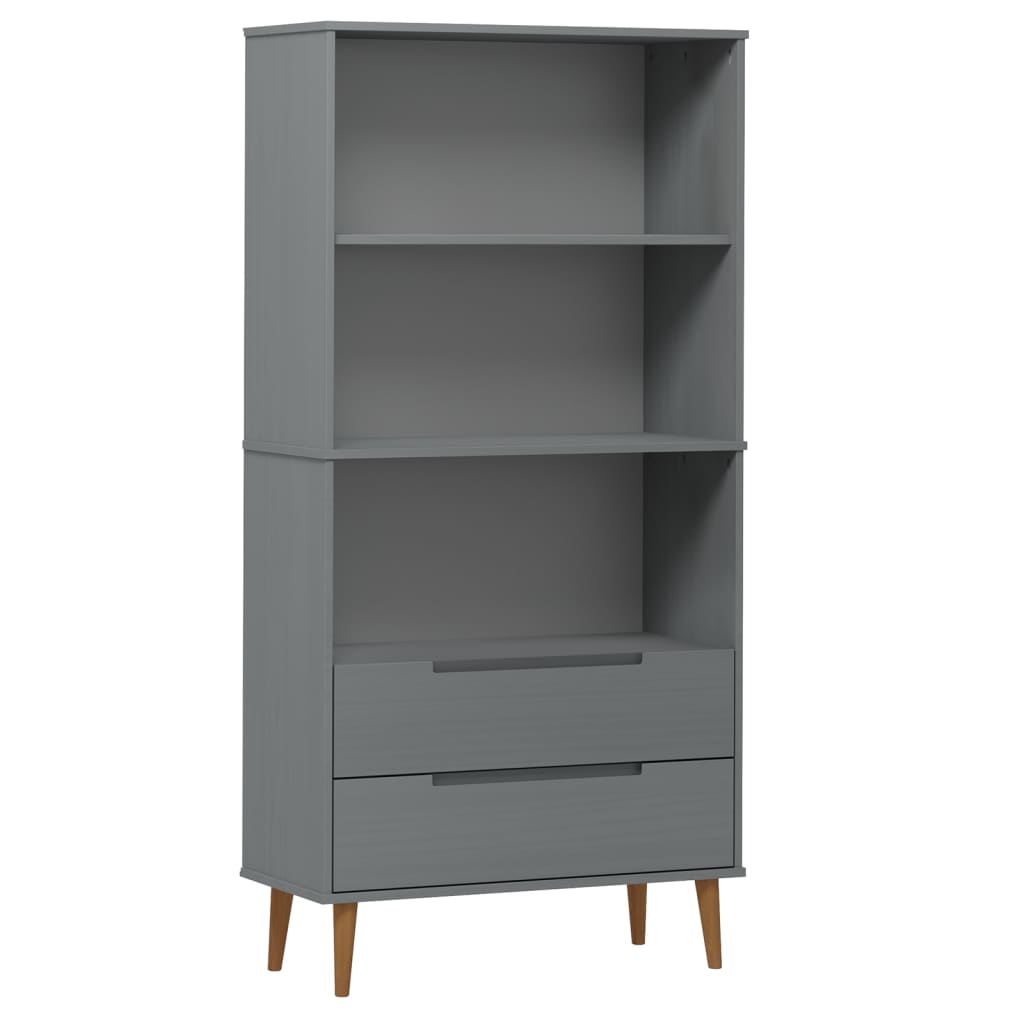 Boekenkast MOLDE 85x35x170,5 cm massief grenenhout grijs is nu te koop bij PeponiXL, paradijselijk wonen!