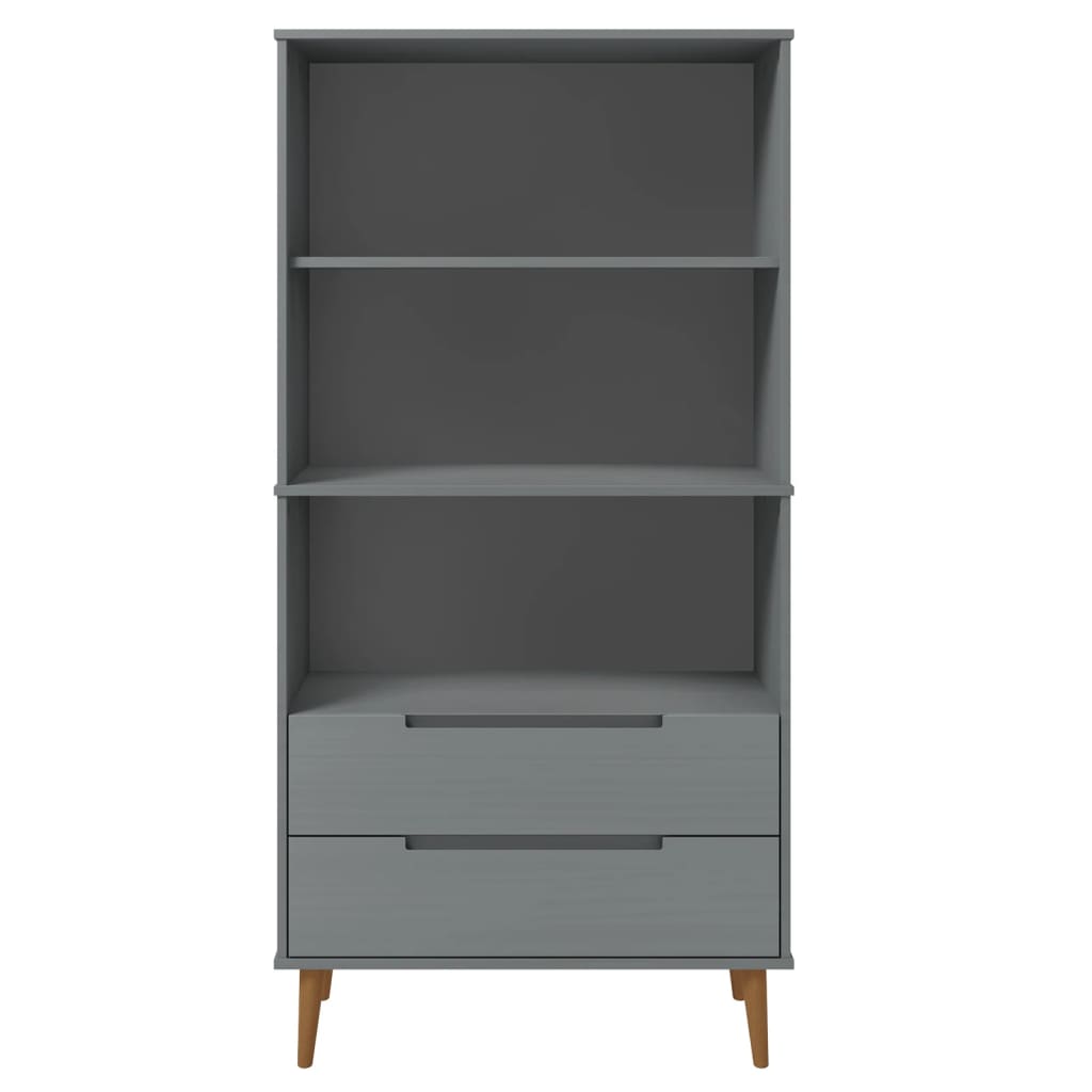 Boekenkast MOLDE 85x35x170,5 cm massief grenenhout grijs is nu te koop bij PeponiXL, paradijselijk wonen!