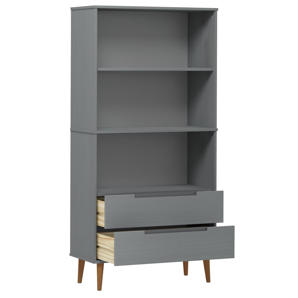 Boekenkast MOLDE 85x35x170,5 cm massief grenenhout grijs is nu te koop bij PeponiXL, paradijselijk wonen!