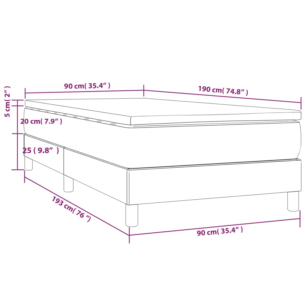 Boxspring met matras stof crèmekleurig 90x190 cm is nu te koop bij PeponiXL, paradijselijk wonen!