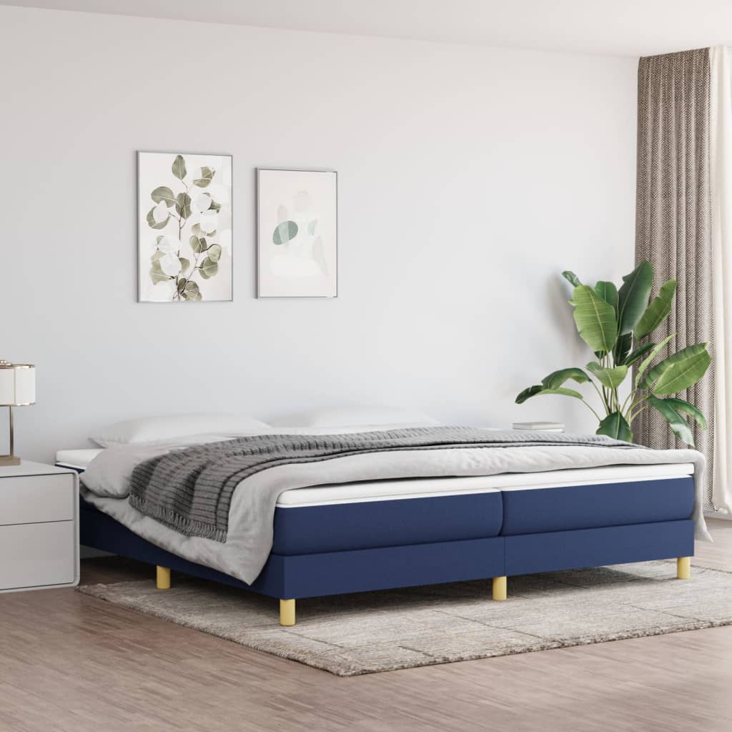 Boxspring met matras stof blauw 200x200 cm is nu te koop bij PeponiXL, paradijselijk wonen!