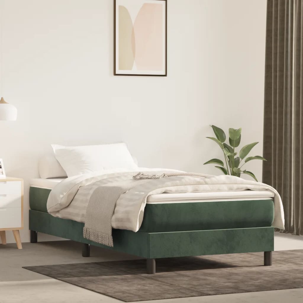 Boxspring met matras fluweel donkergroen 90x190 cm is nu te koop bij PeponiXL, paradijselijk wonen!