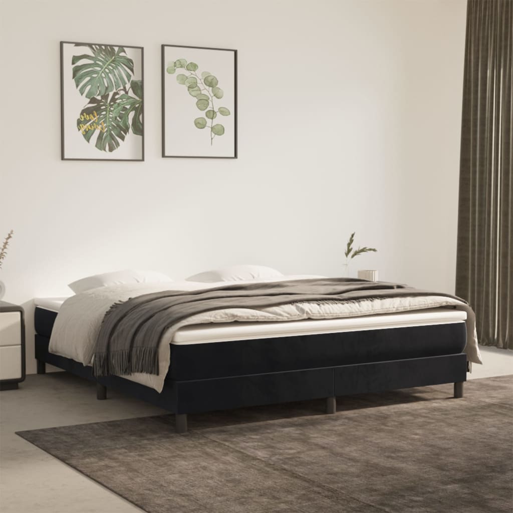 Boxspring met matras fluweel zwart 160x200 cm is nu te koop bij PeponiXL, paradijselijk wonen!