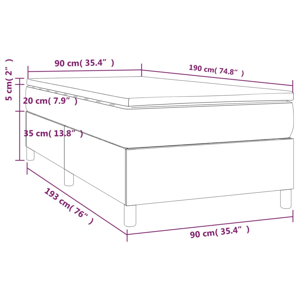 Boxspring met matras stof taupe 90x190 cm is nu te koop bij PeponiXL, paradijselijk wonen!