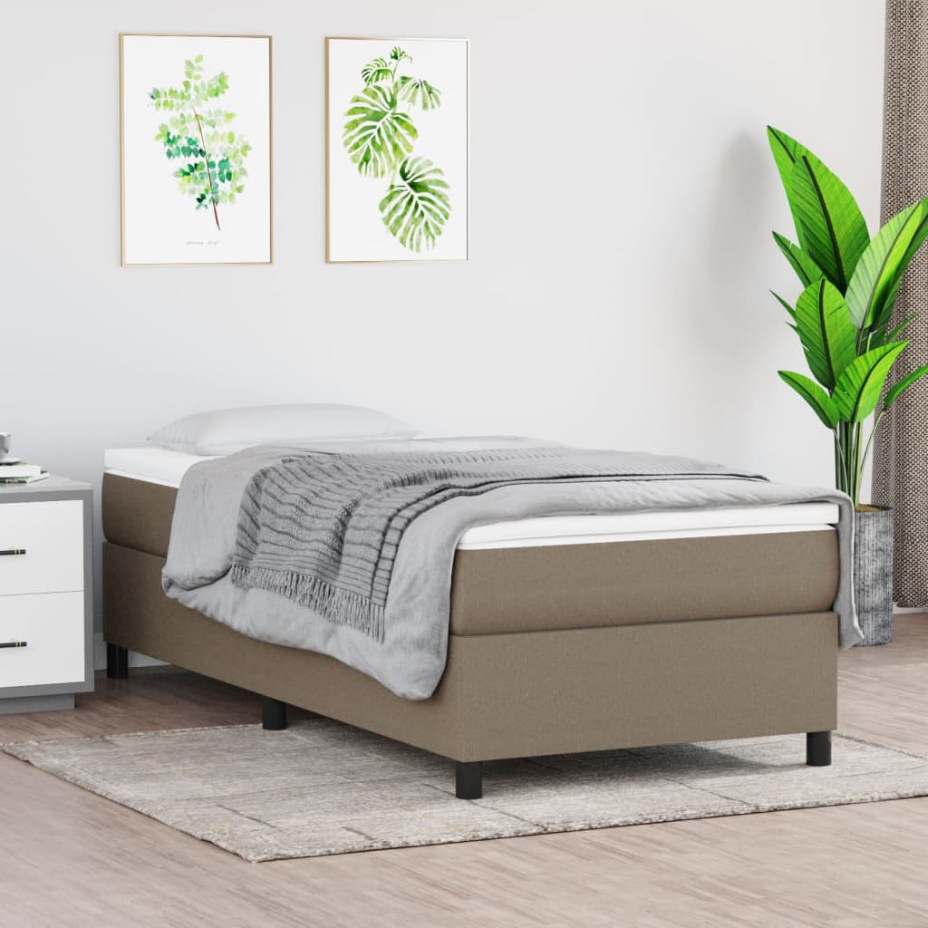 Boxspring met matras stof taupe 90x190 cm is nu te koop bij PeponiXL, paradijselijk wonen!