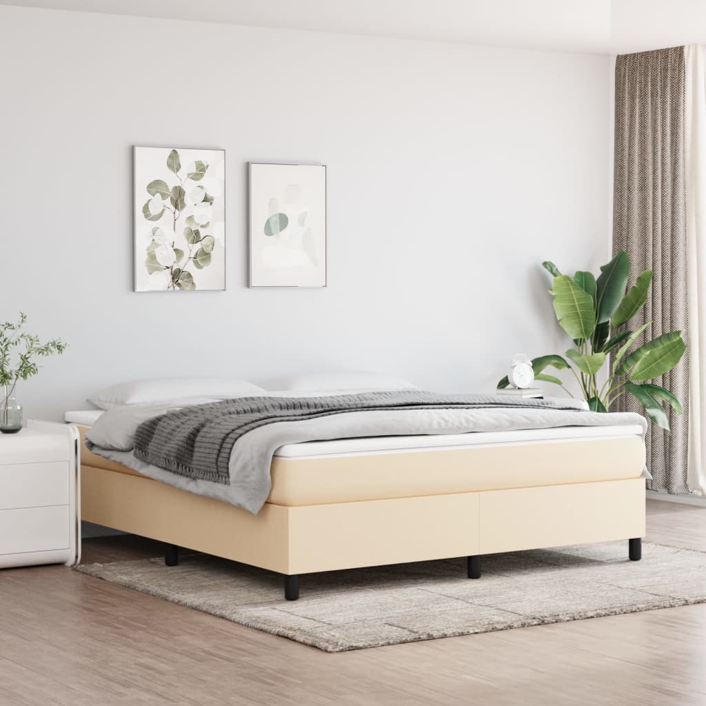 Boxspring met matras stof crèmekleurig 160x200 cm is nu te koop bij PeponiXL, paradijselijk wonen!