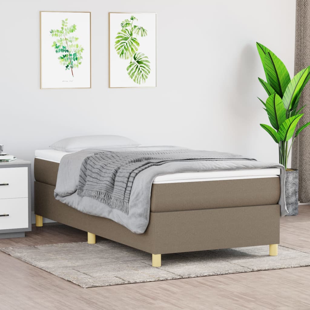 Boxspring met matras stof taupe 90x200 cm is nu te koop bij PeponiXL, paradijselijk wonen!