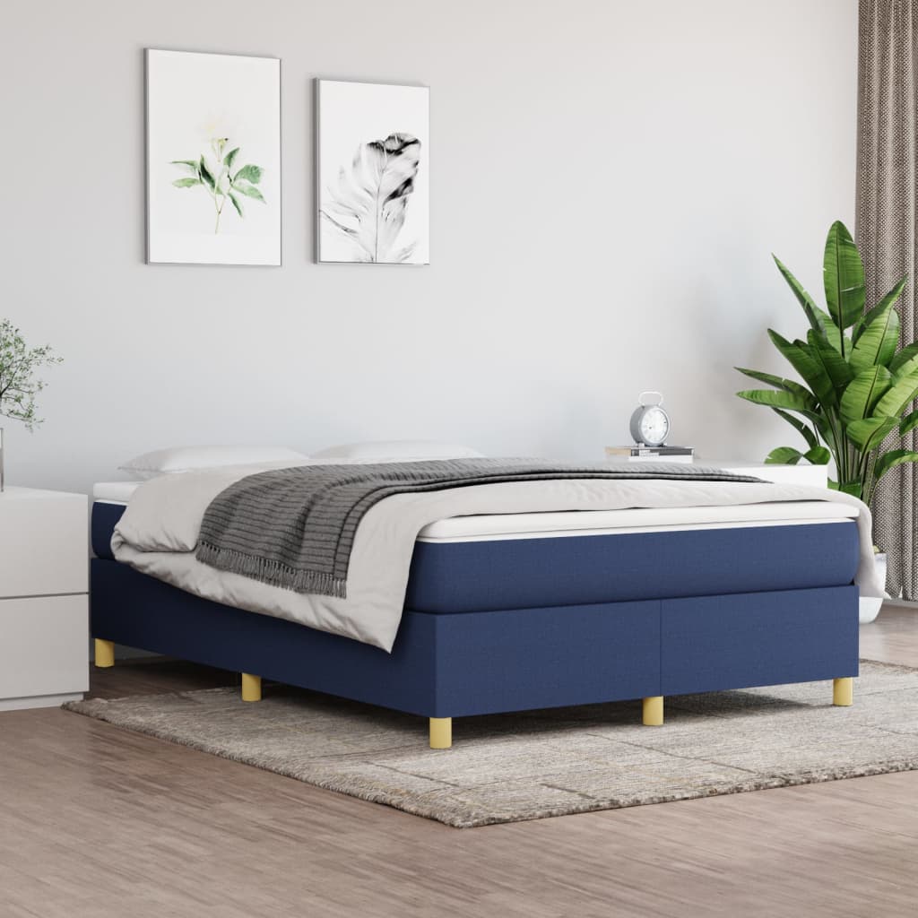Boxspring met matras stof blauw 140x190 cm is nu te koop bij PeponiXL, paradijselijk wonen!
