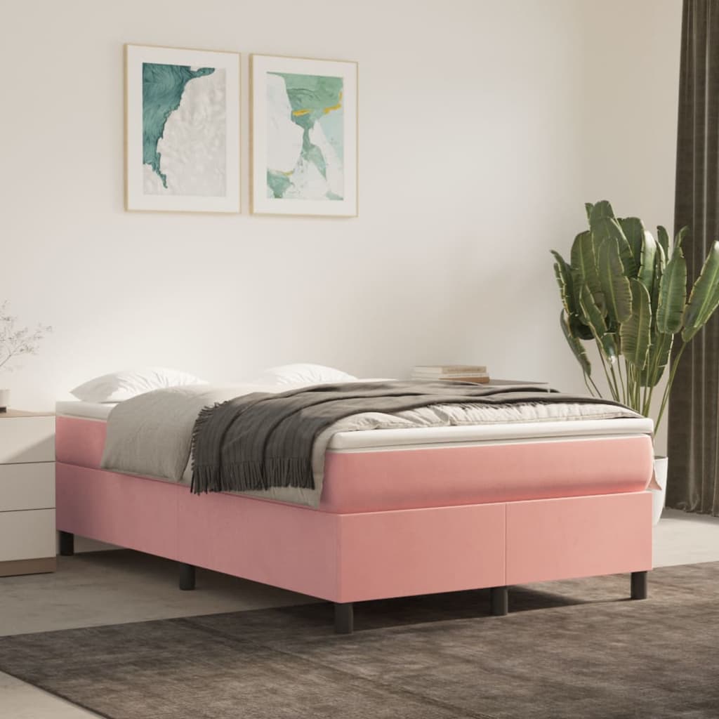 Boxspring met matras fluweel roze 120x200 cm is nu te koop bij PeponiXL, paradijselijk wonen!