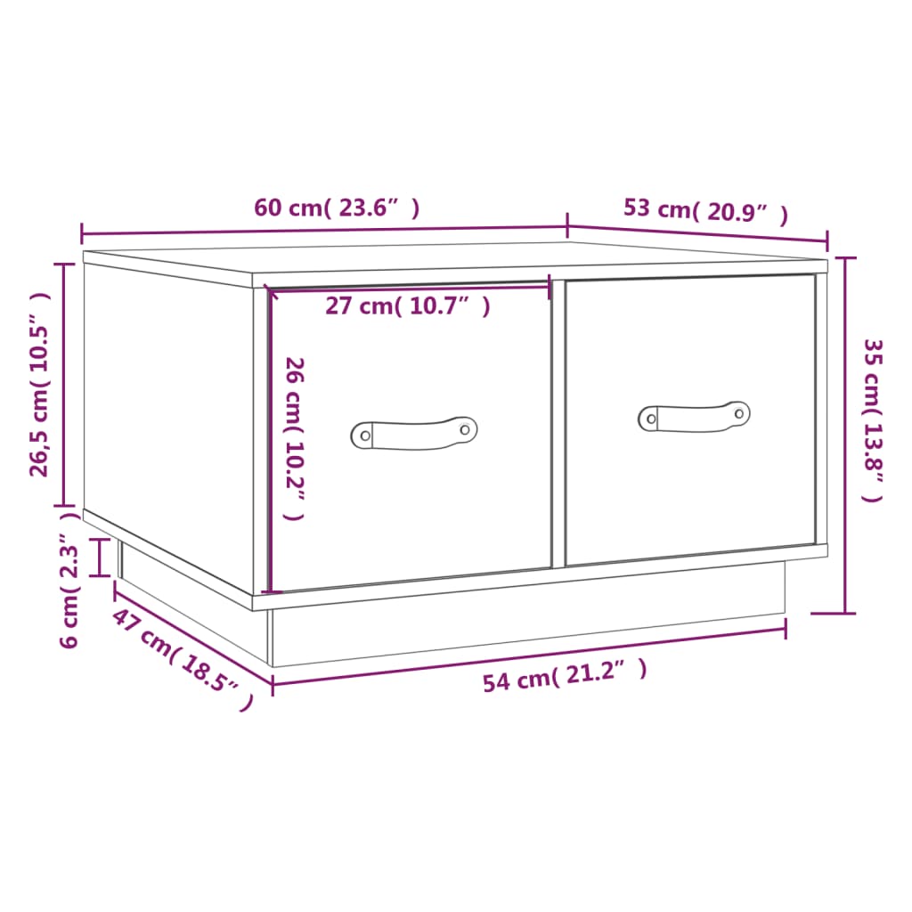 Salontafel 60x53x35 cm massief grenenhout grijs is nu te koop bij PeponiXL, paradijselijk wonen!