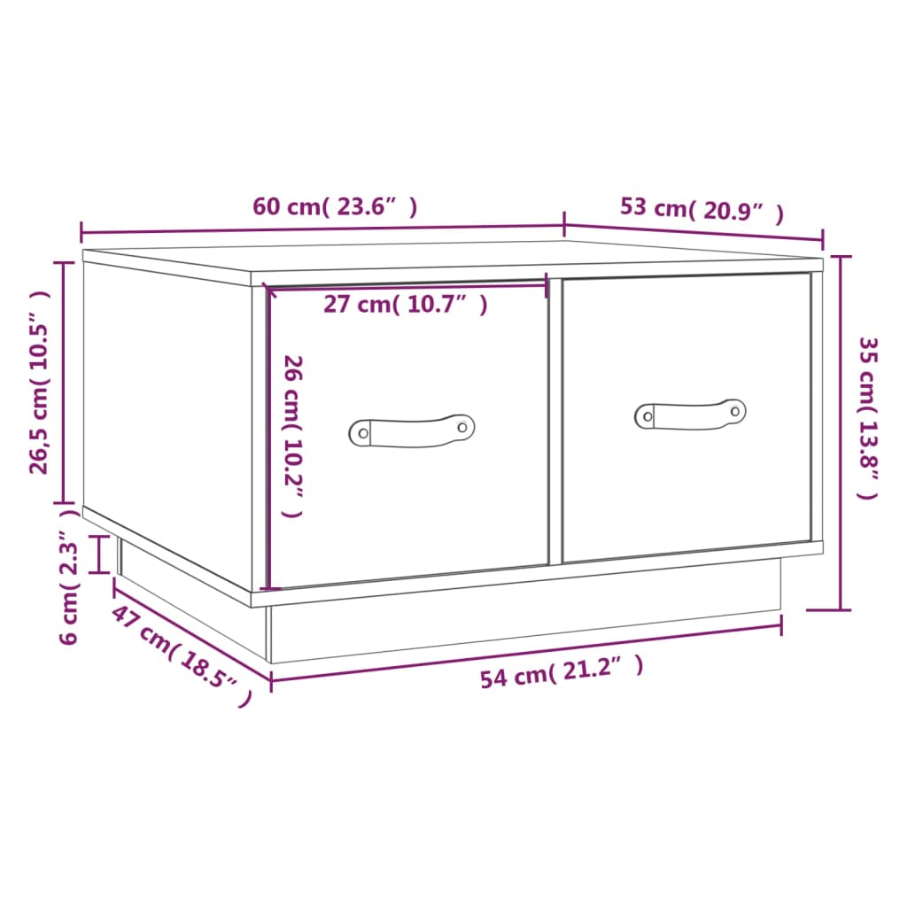 Salontafel 60x53x35 cm massief grenenhout zwart is nu te koop bij PeponiXL, paradijselijk wonen!