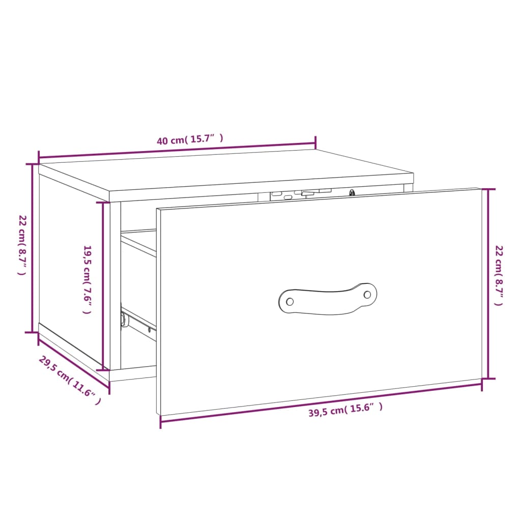 Nachtkastjes 2 st wandgemonteerd 40x29,5x22 cm wit is nu te koop bij PeponiXL, paradijselijk wonen!