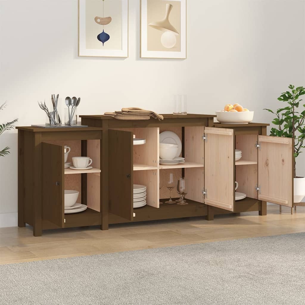 Dressoir 164x37x68 cm massief grenenhout honingbruin is nu te koop bij PeponiXL, paradijselijk wonen!
