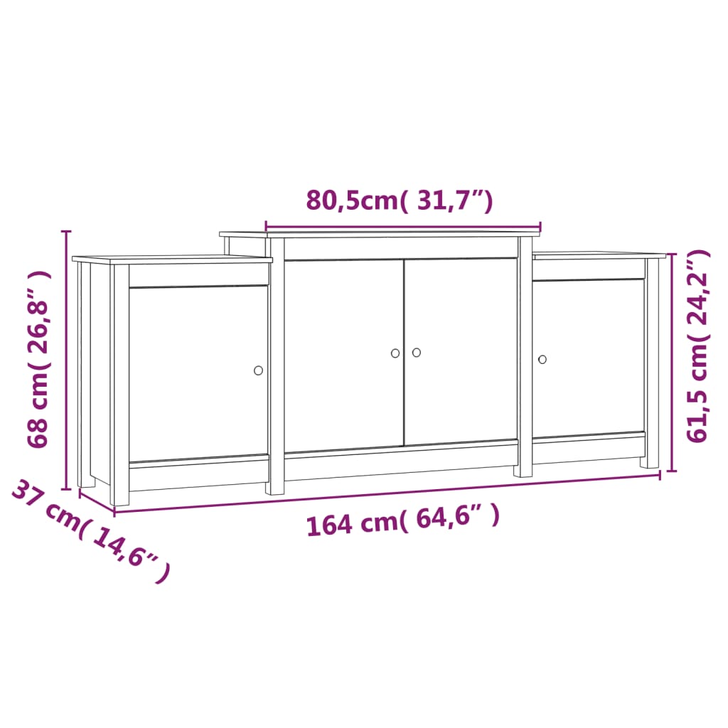 Dressoir 164x37x68 cm massief grenenhout honingbruin is nu te koop bij PeponiXL, paradijselijk wonen!
