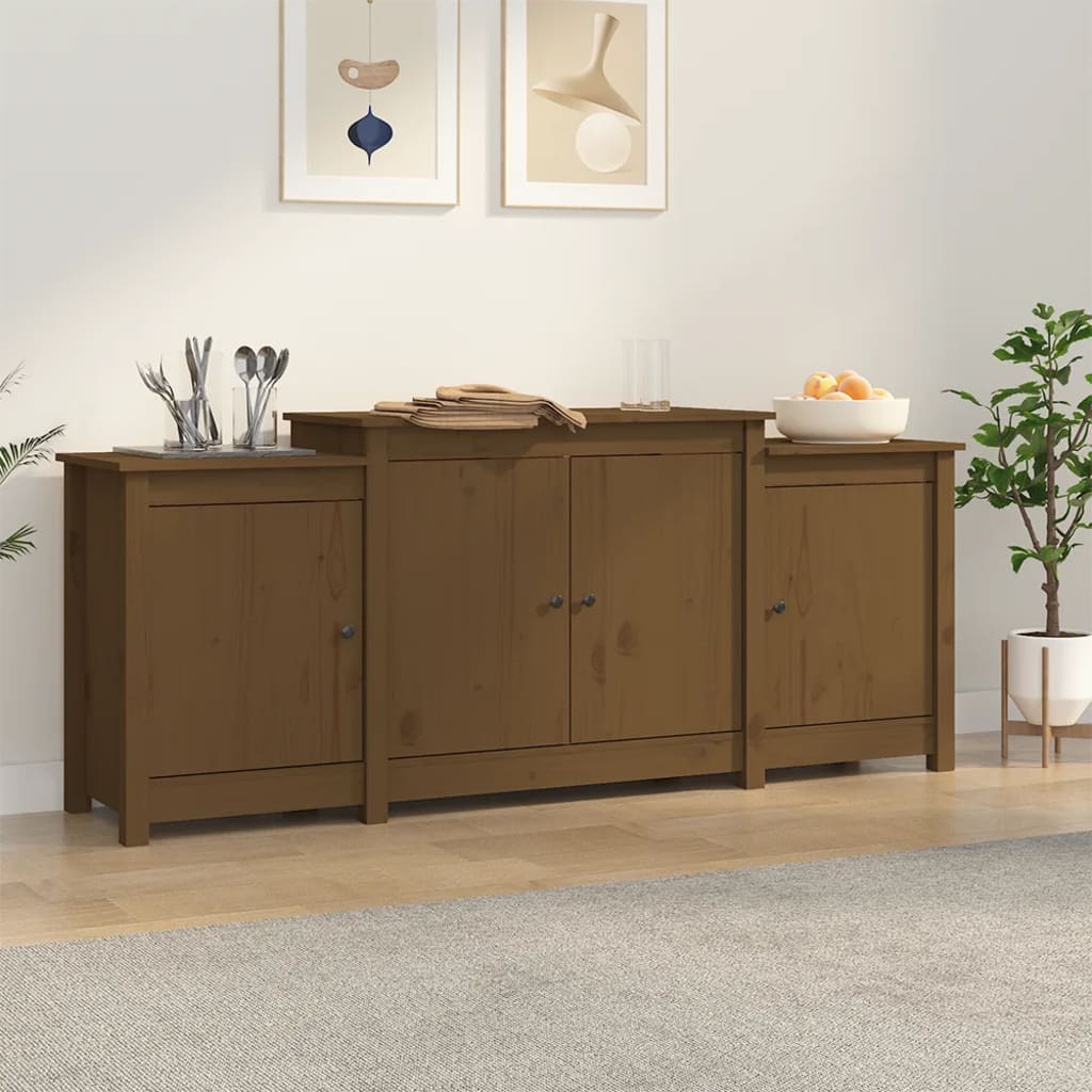 Dressoir 164x37x68 cm massief grenenhout honingbruin is nu te koop bij PeponiXL, paradijselijk wonen!
