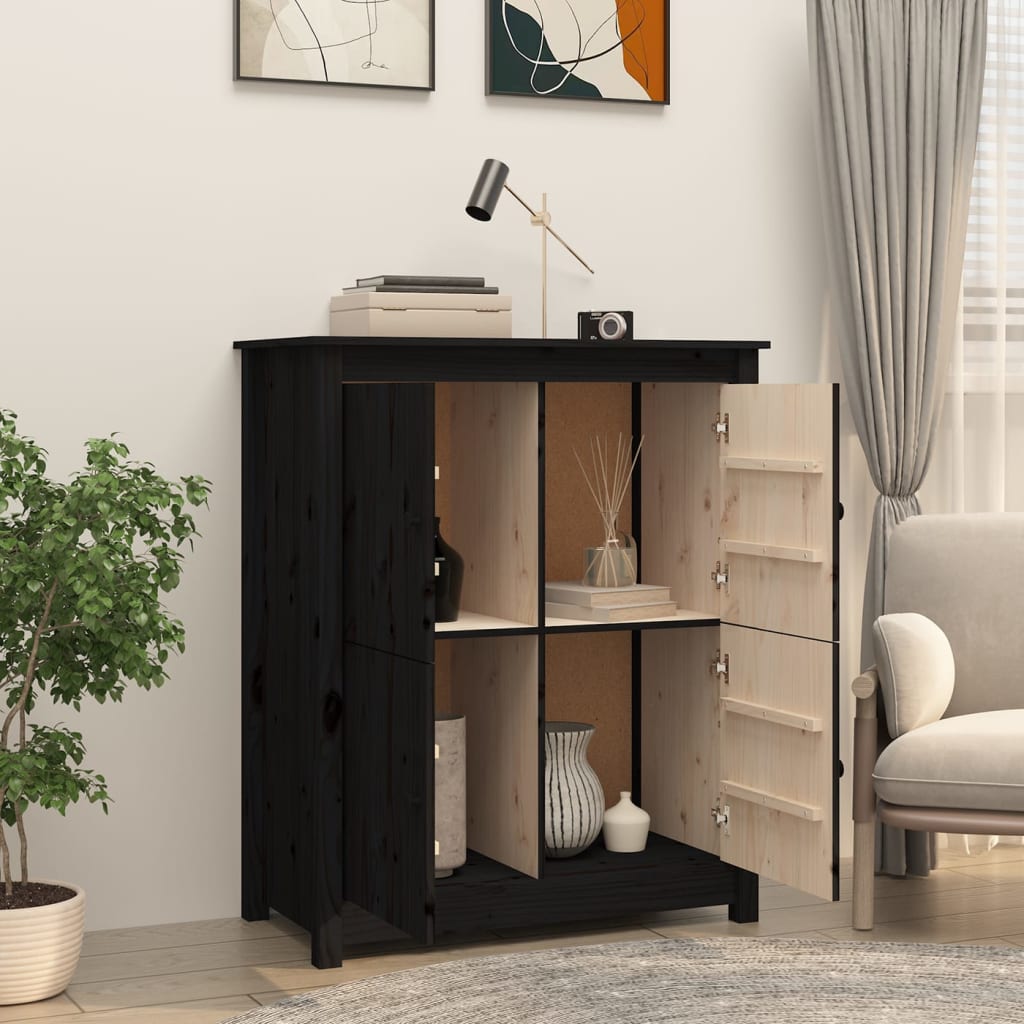 Dressoir 83x41,5x100 cm massief grenenhout zwart is nu te koop bij PeponiXL, paradijselijk wonen!
