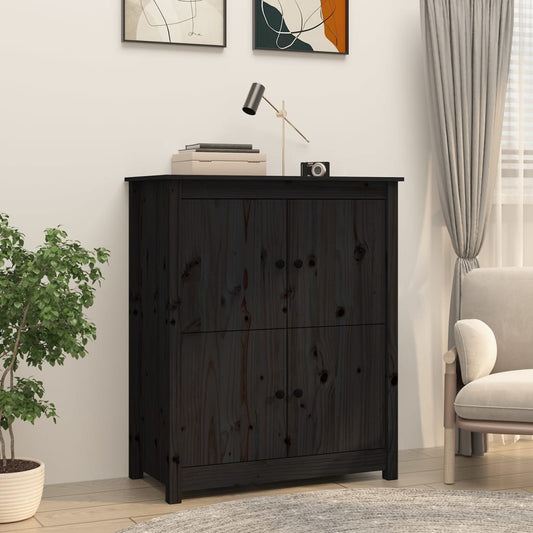 Dressoir 83x41,5x100 cm massief grenenhout zwart is nu te koop bij PeponiXL, paradijselijk wonen!