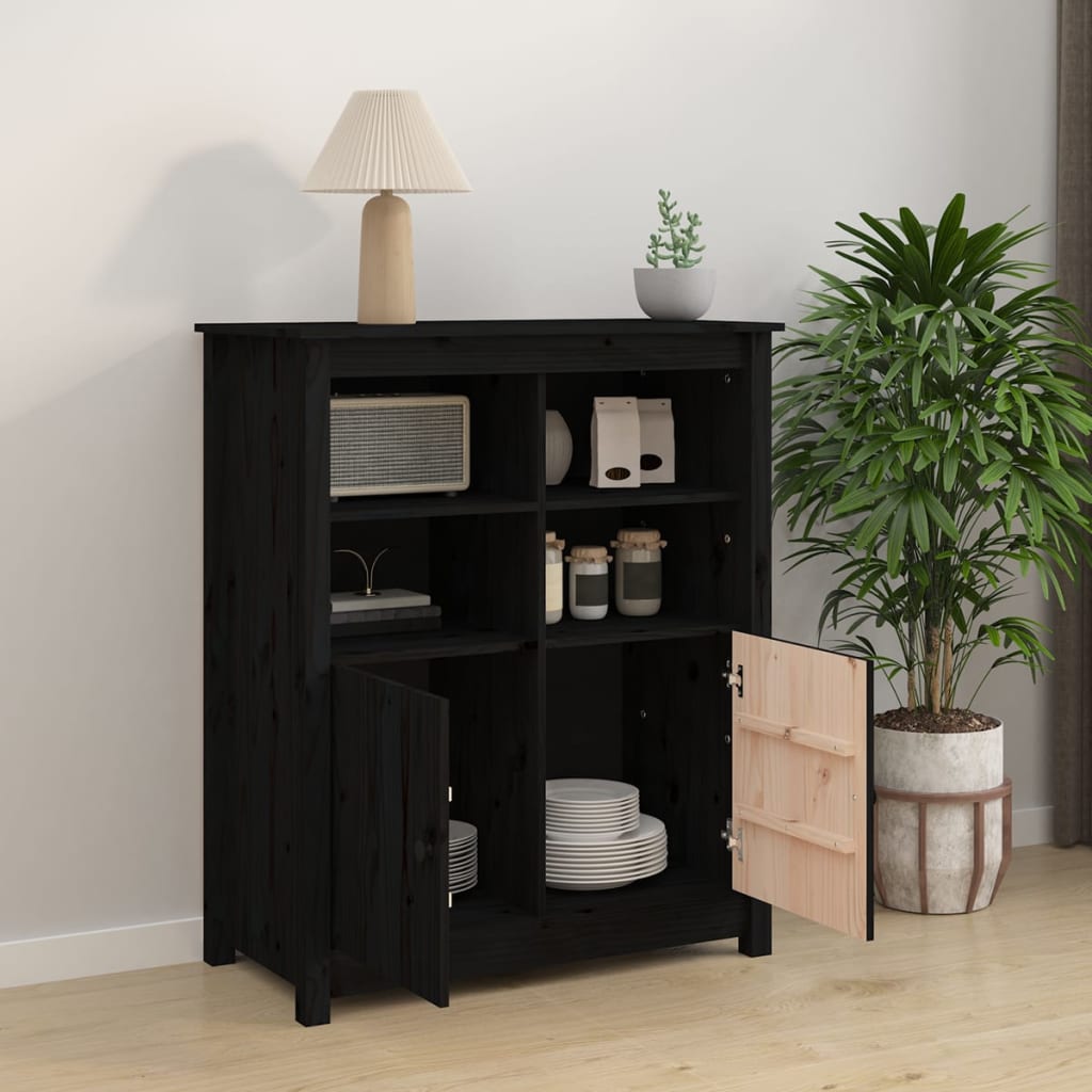 Dressoir 83x41,5x100 cm massief grenenhout zwart is nu te koop bij PeponiXL, paradijselijk wonen!