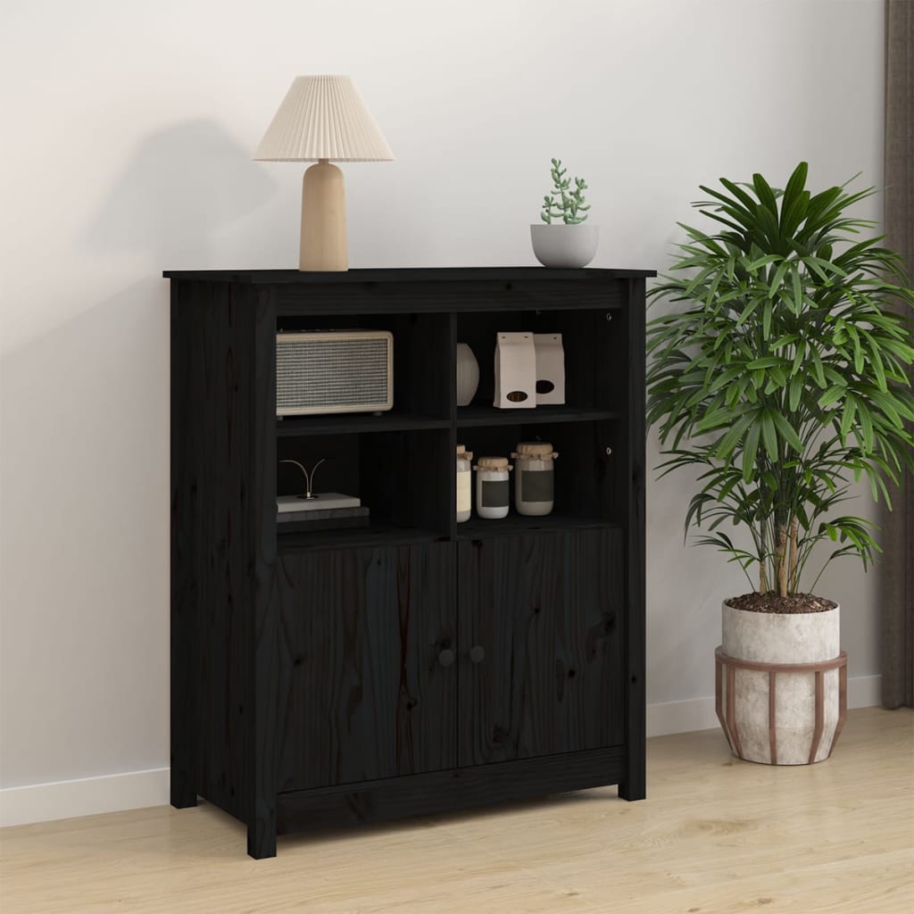 Dressoir 83x41,5x100 cm massief grenenhout zwart is nu te koop bij PeponiXL, paradijselijk wonen!