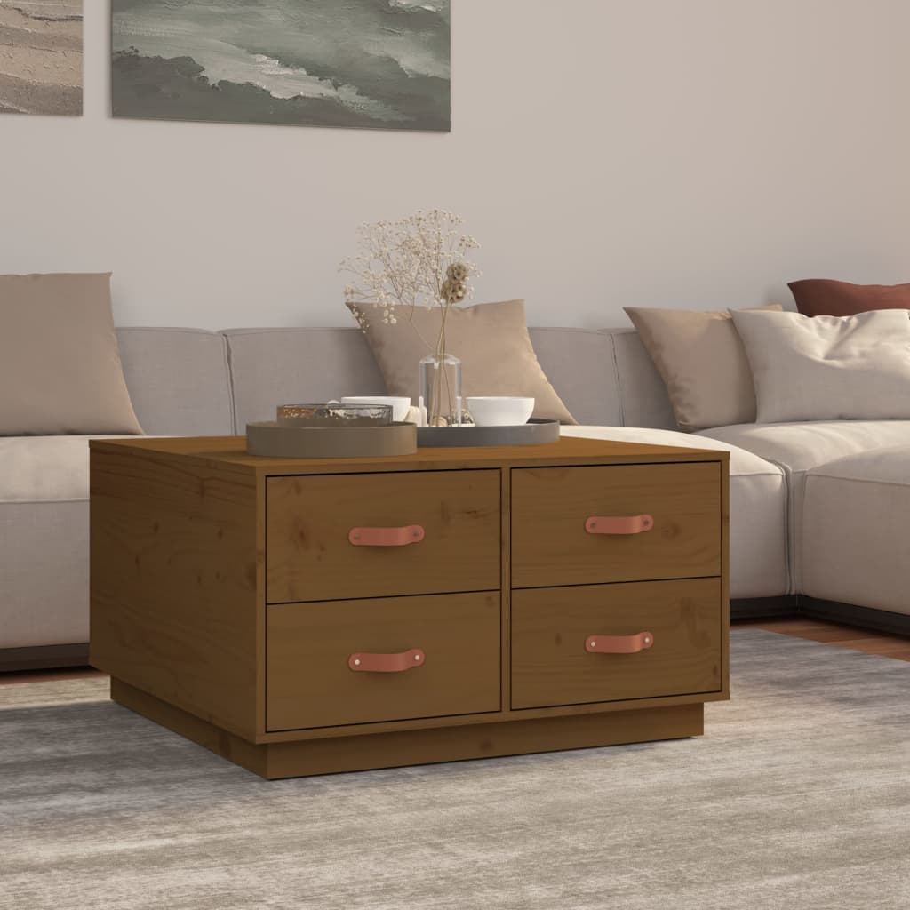 Salontafel 80x80x45 cm massief grenenhout honingbruin is nu te koop bij PeponiXL, paradijselijk wonen!