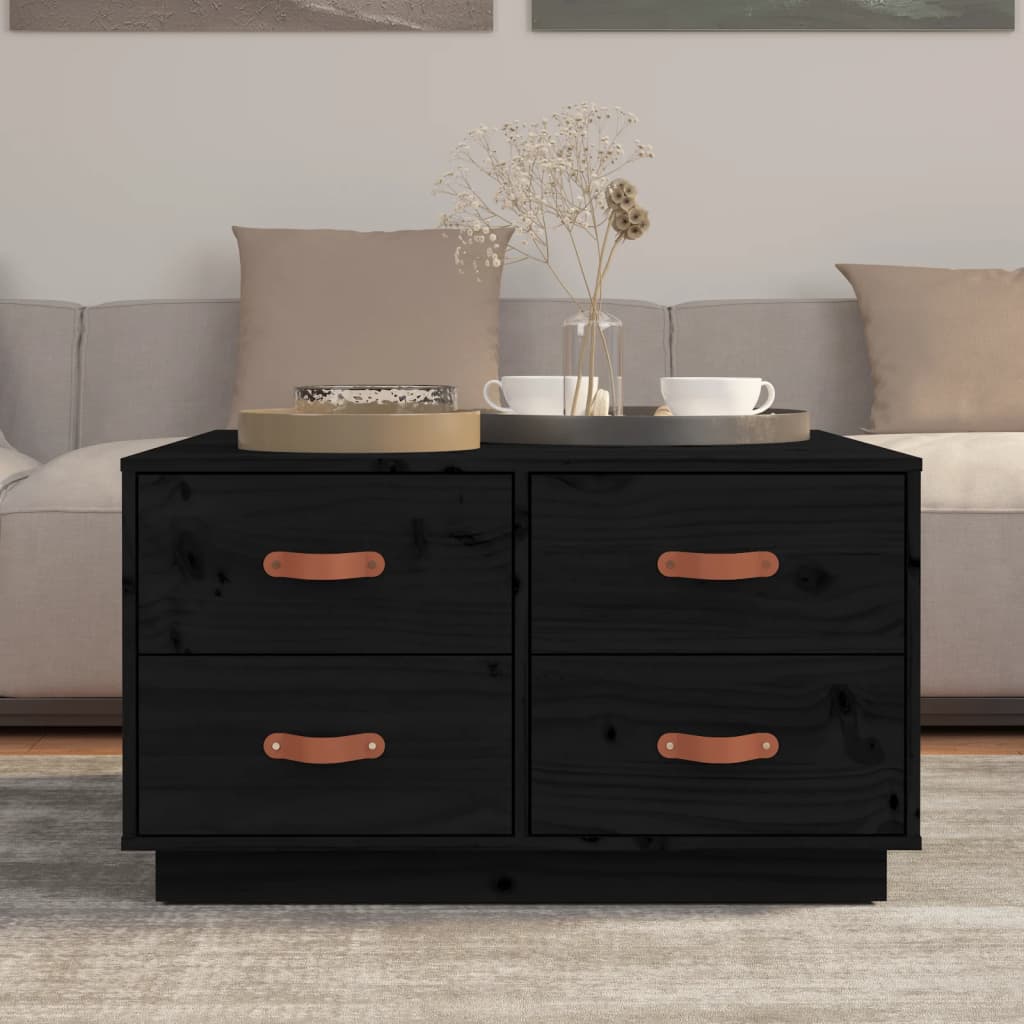 Salontafel 80x80x45 cm massief grenenhout zwart is nu te koop bij PeponiXL, paradijselijk wonen!