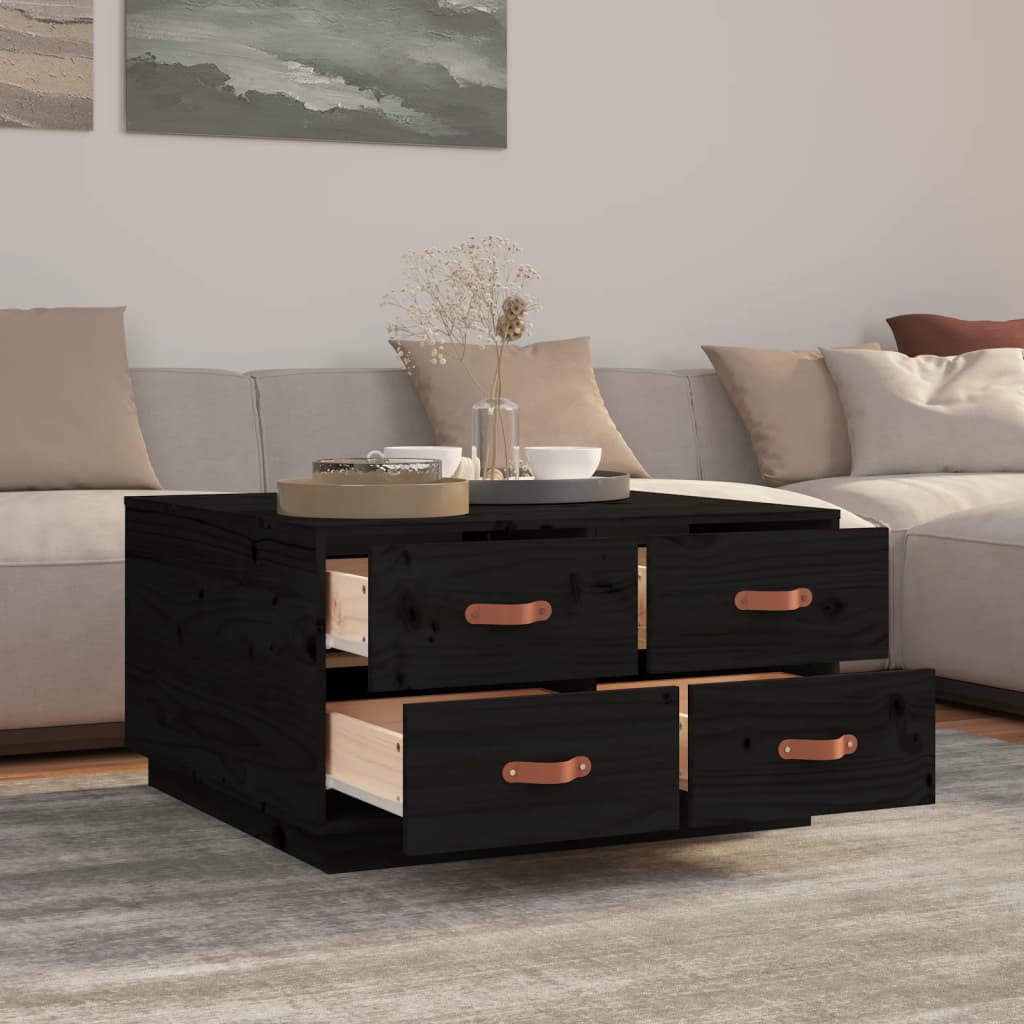 Salontafel 80x80x45 cm massief grenenhout zwart is nu te koop bij PeponiXL, paradijselijk wonen!